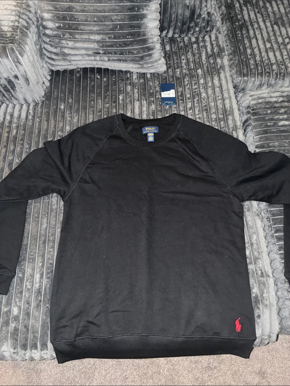 Polo by Ralph Lauren Black Crewneck Sweatshirt with Red Pony Logo Never Worn